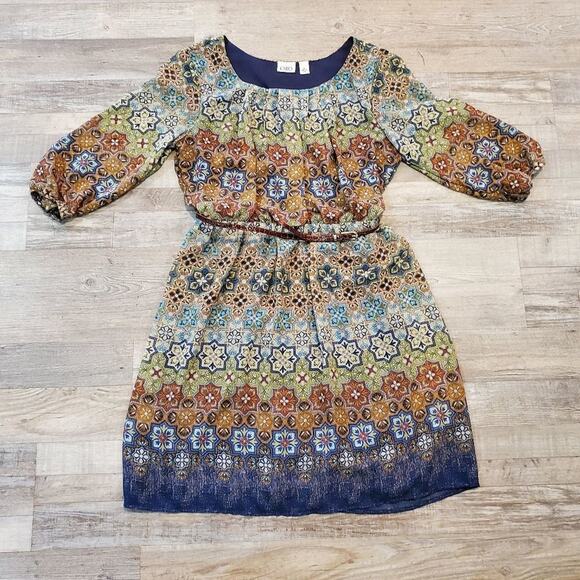 Cato medium womens midi dress with elastic waistband includes belt - Picture 1 of 12